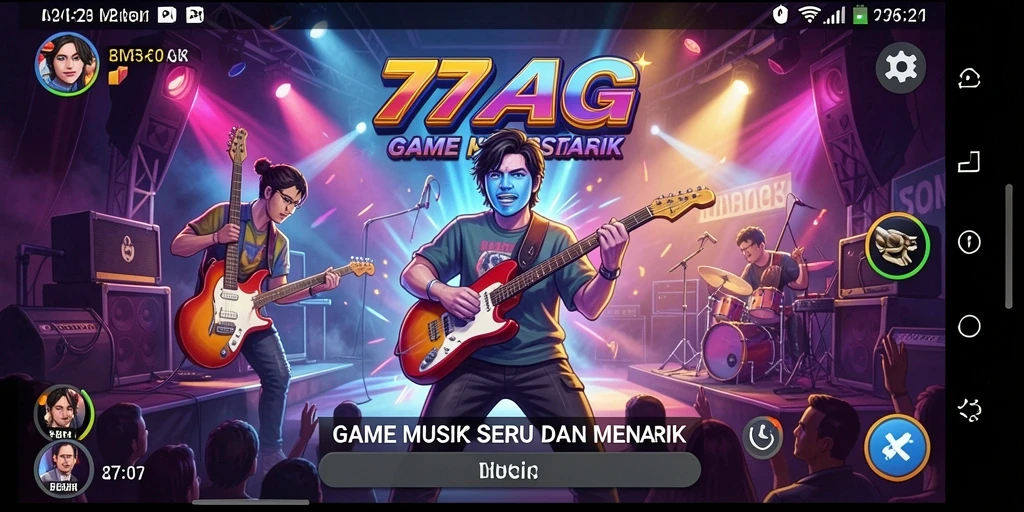 Tampilan gameplay 77AG dengan berbagai lagu musik yang seru.