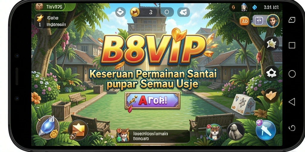 Screenshot menampilkan gameplay menarik B8VIP dengan desain warna-warni.
