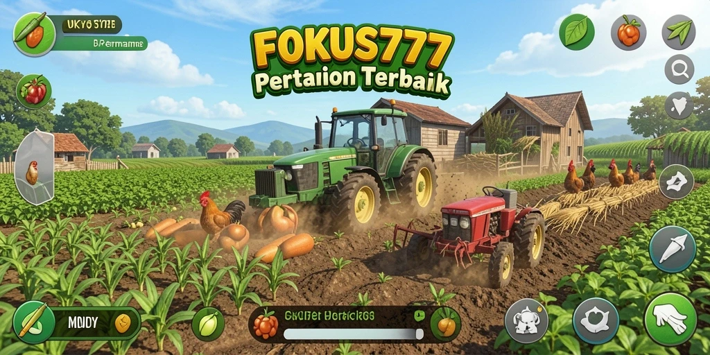 Gameplay FOKUS777 yang menampilkan aktivitas pertanian yang menyenangkan.