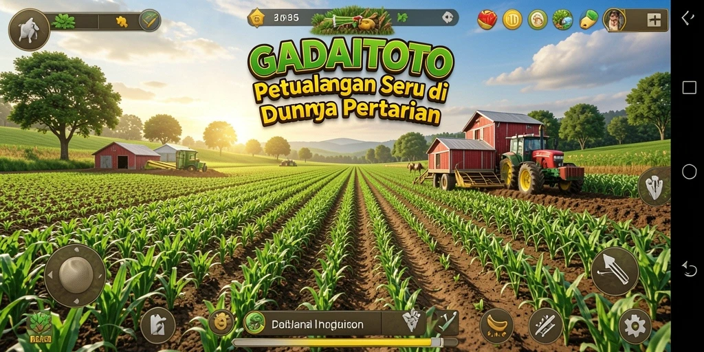 Screenshot utama GADAITOTO menampilkan aktivitas bertani yang seru dan interaktif.