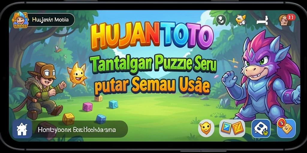 Screenshot gameplay HUJANTOTO menampilkan suasana seru permainan puzzle.