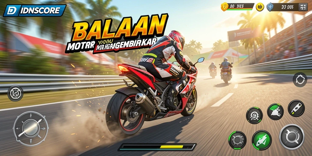 Tampilan gameplay balapan motor yang intens dan seru.