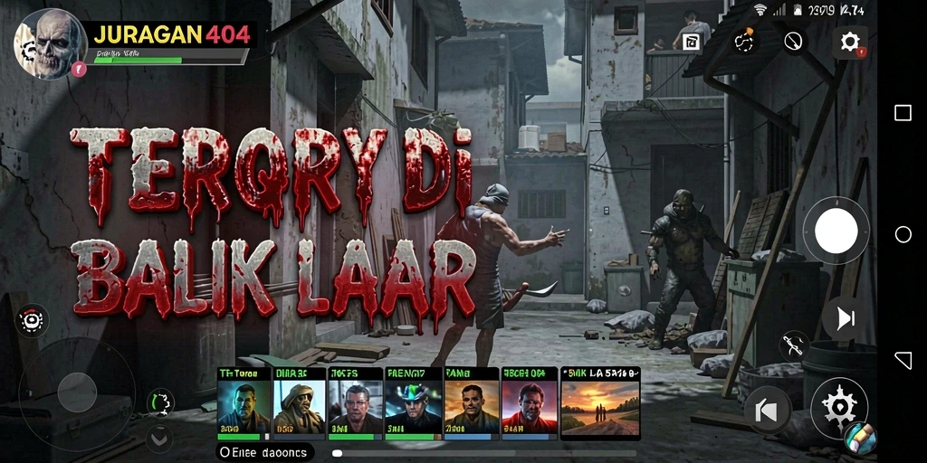 Screenshot JURAGAN404 menampilkan suasana mencekam di dalam gameplay.