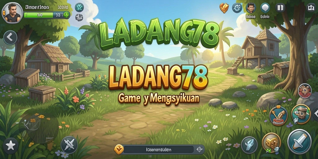 Tangkapan layar utama LADANG78 menampilkan pemandangan ladang yang subur dan hasil panen yang melimpah.