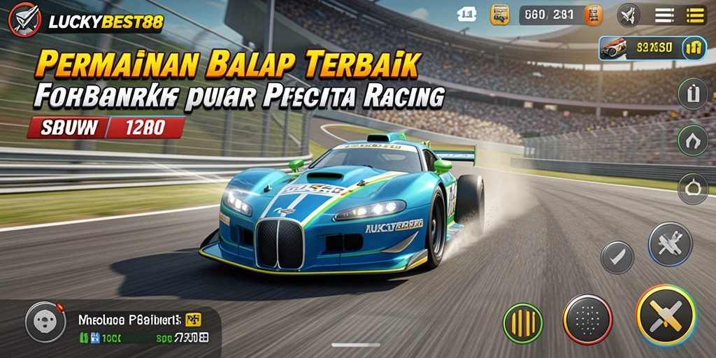 Screenshot utama LUCKYBEST88 menampilkan aksi balap yang mendebarkan.