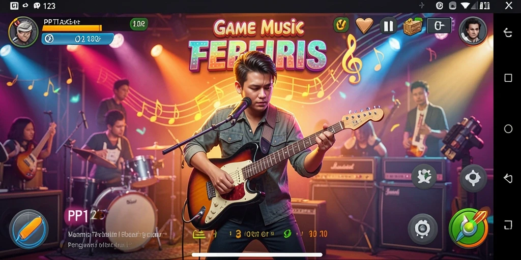 Tampilan gameplay PP123 yang menantang dengan musik yang beragam.