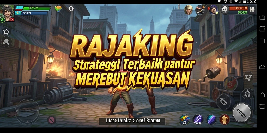 Tangkapan layar gameplay RAJAKING yang menunjukkan pertempuran strategi yang mendebarkan.