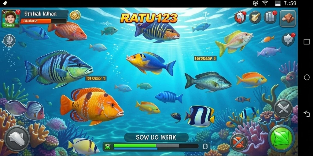 Tampilan gameplay menakjubkan dari RATU123 saat menangkap ikan.