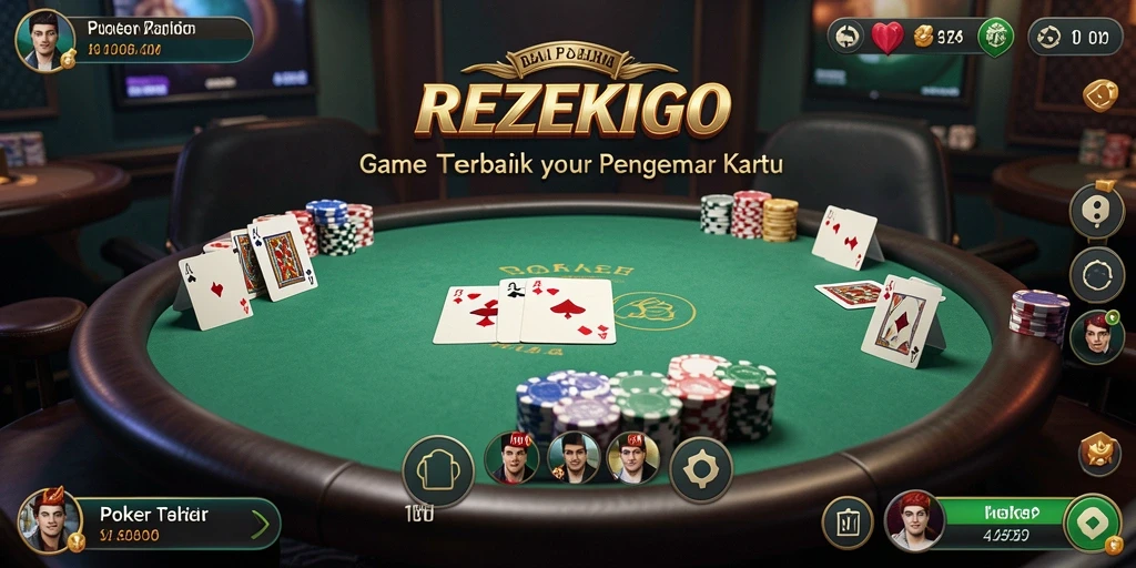 Tampilan gameplay Poker yang mendebarkan di REZEKIGO.