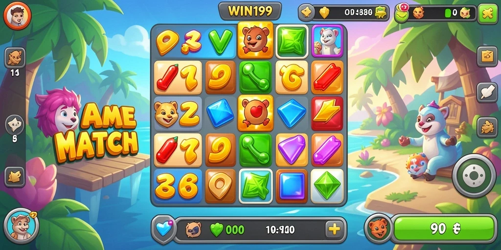 Tampilan gameplay WIN199 yang menarik dan penuh warna.